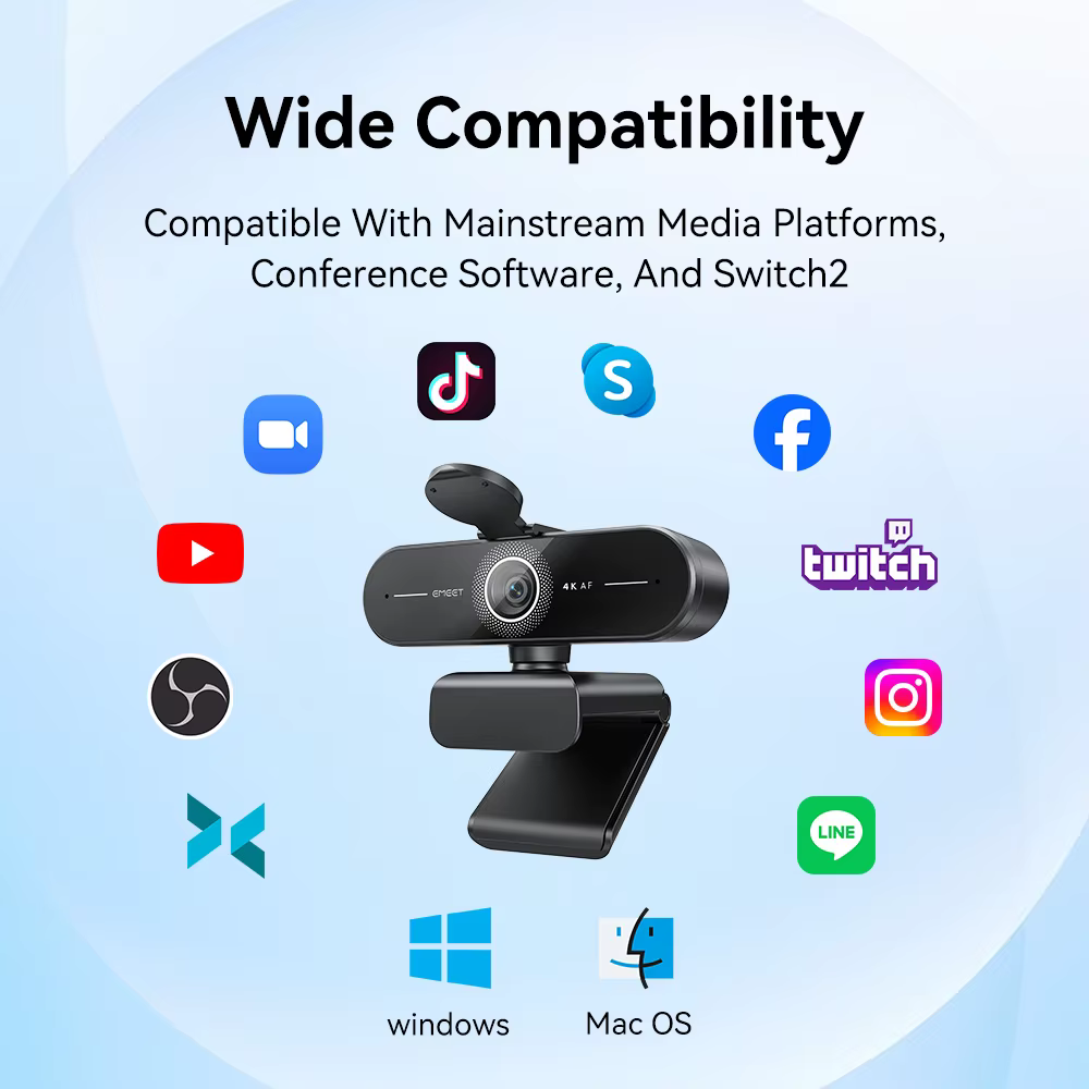 Webcam EMEET 4K/1080P pour PC/ordinateur