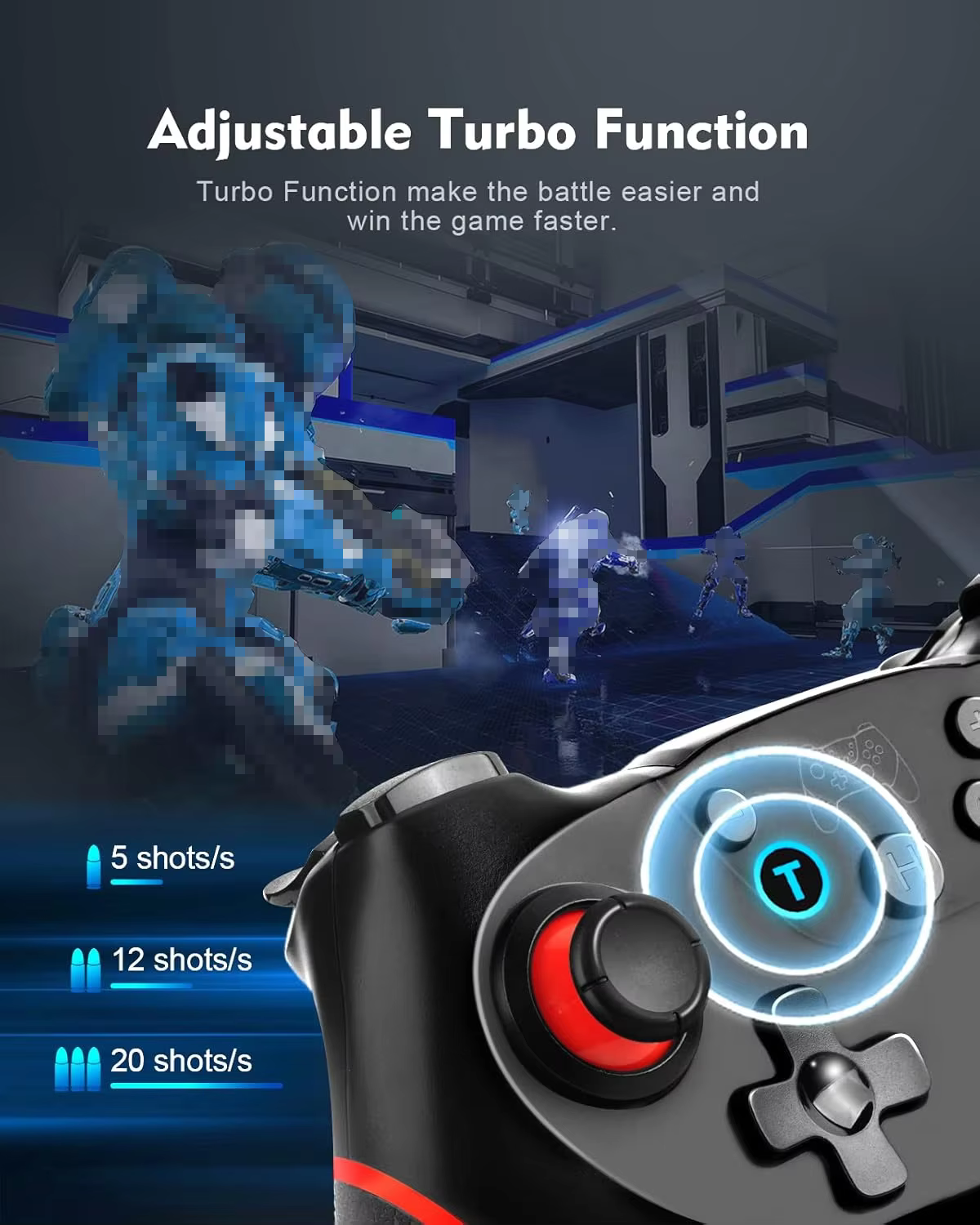 Manette de jeu sans fil STORM WYRM avec fonctions Turbo et double Vibration réglables pour Switch/Switch Lite/Switch OLED
