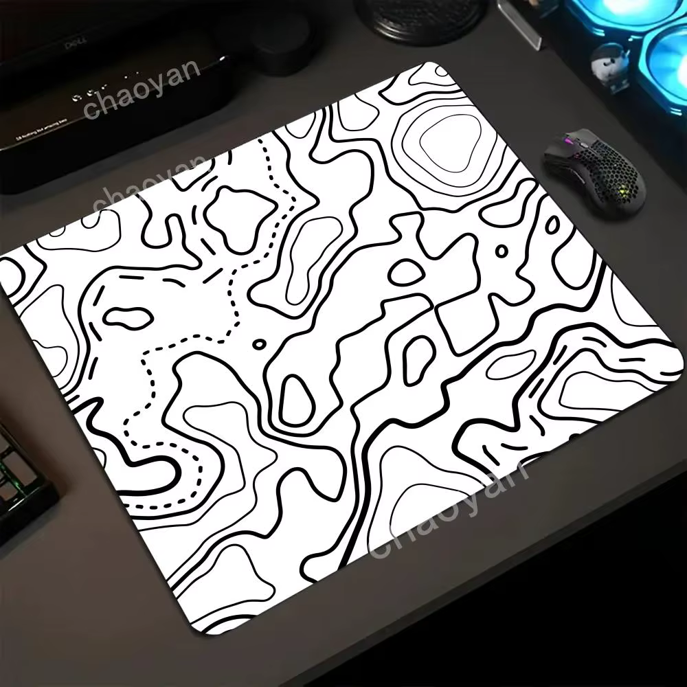 Petit tapis de souris carte topographique noir et blanc