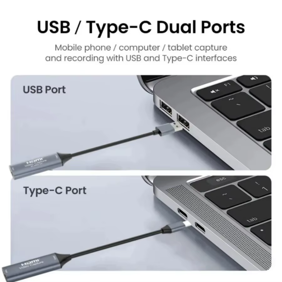 Carte de capture vidéo USB 2.0 3.0/Type-C 4K 30Hz HDMI vers Type C pour Macbook PS4 PC Jeu DVD Enregistrement caméra Diffusion en direct Windows
