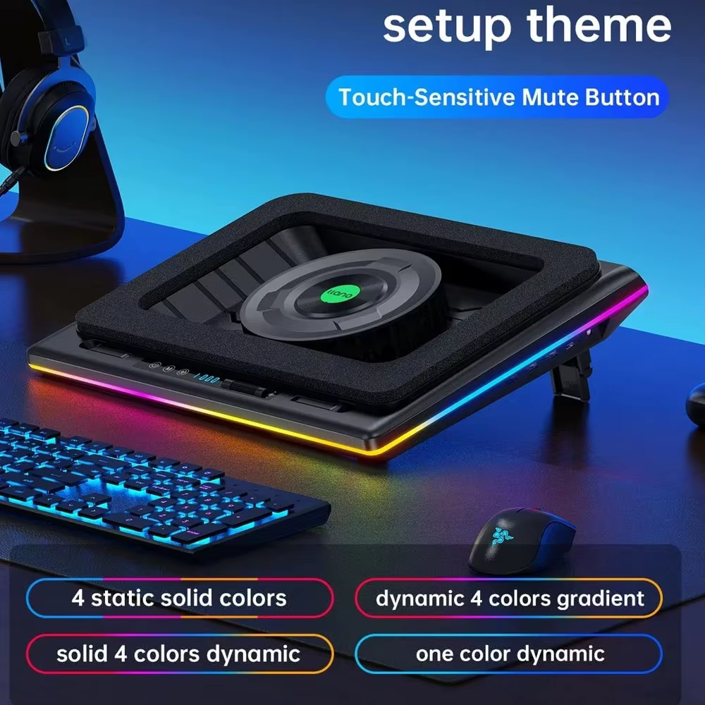 Refroidisseur pour ordinateur portable de jeu V12 RGB avec ventilateur à turbine puissant de 5