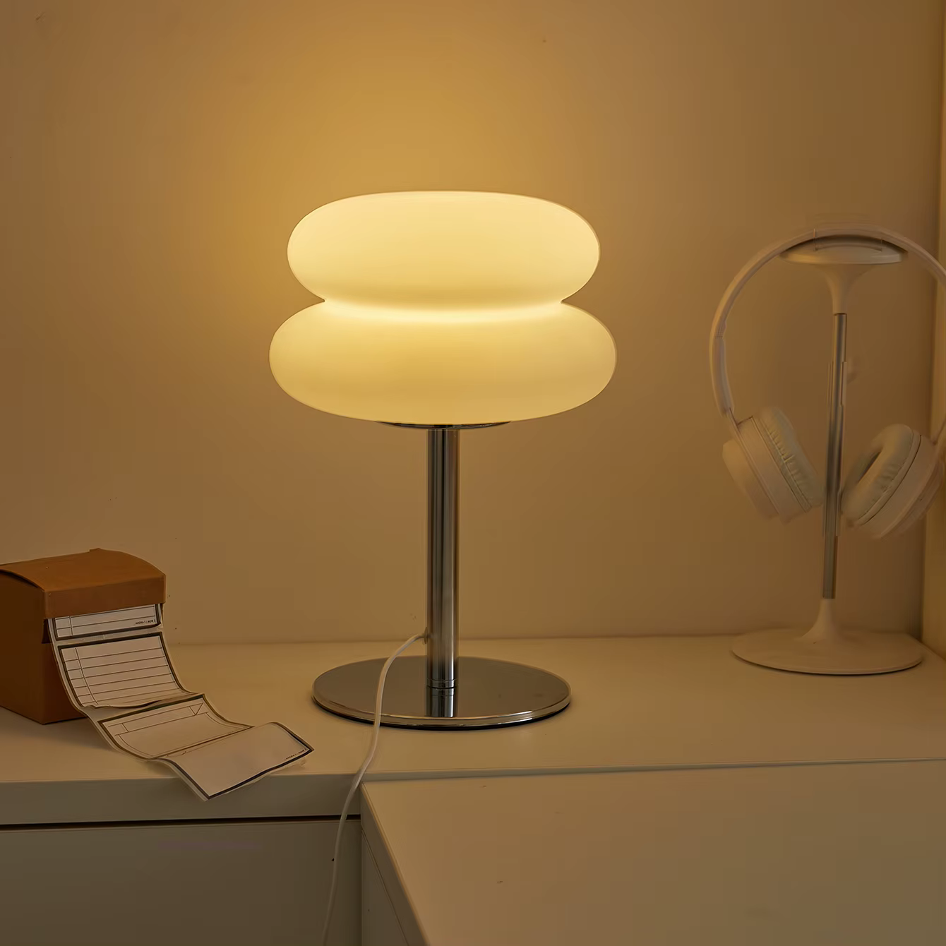 Bauhaus lampe de table abat-jour en plastique chambre chevet salon lampe champignon nordique 9 niveaux de luminosité gradation lumière ambiante