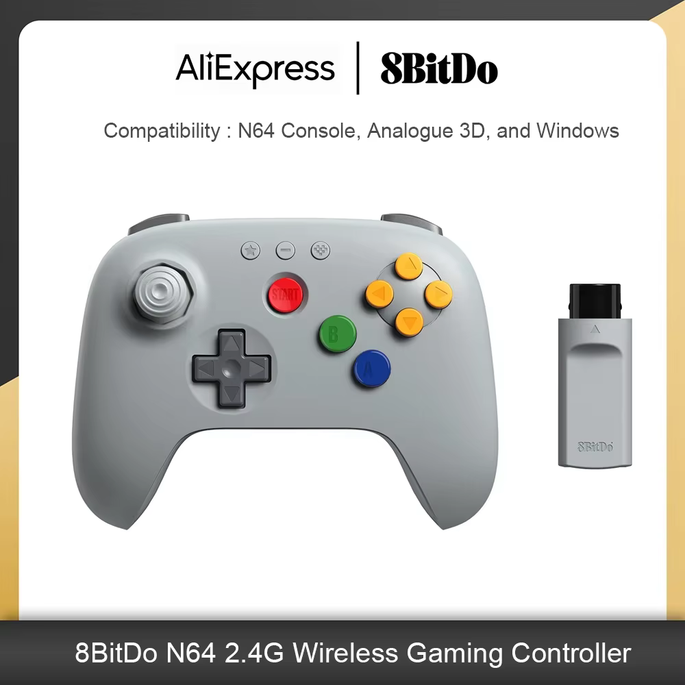 Manette de jeu sans fil 8BitDo N64 2.4G avec adaptateur pour console N64 originale