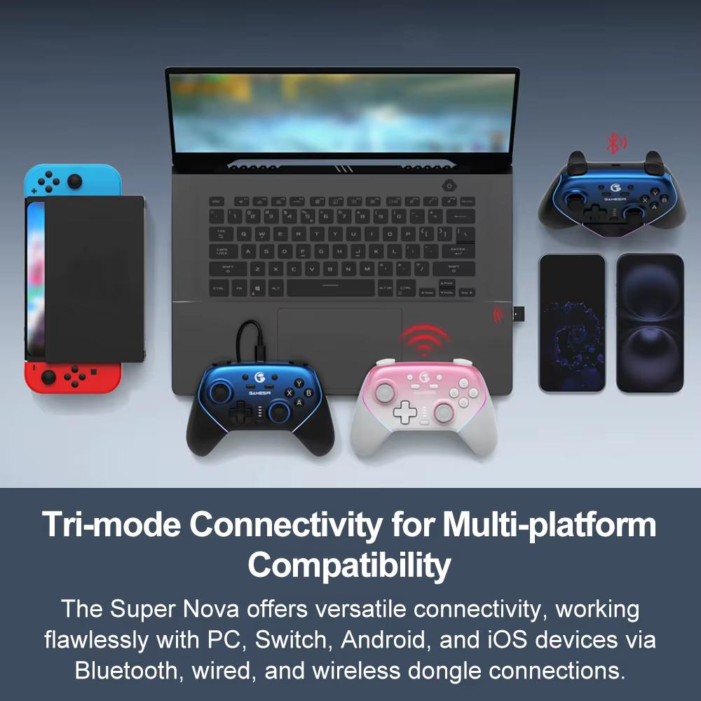 Gamesir Super Nova contrôleur de jeu manette de jeu Bluetooth sans fil avec bâtons de détection d'effet Hall pour Nintendo Switch 1 et 2 PC IOS