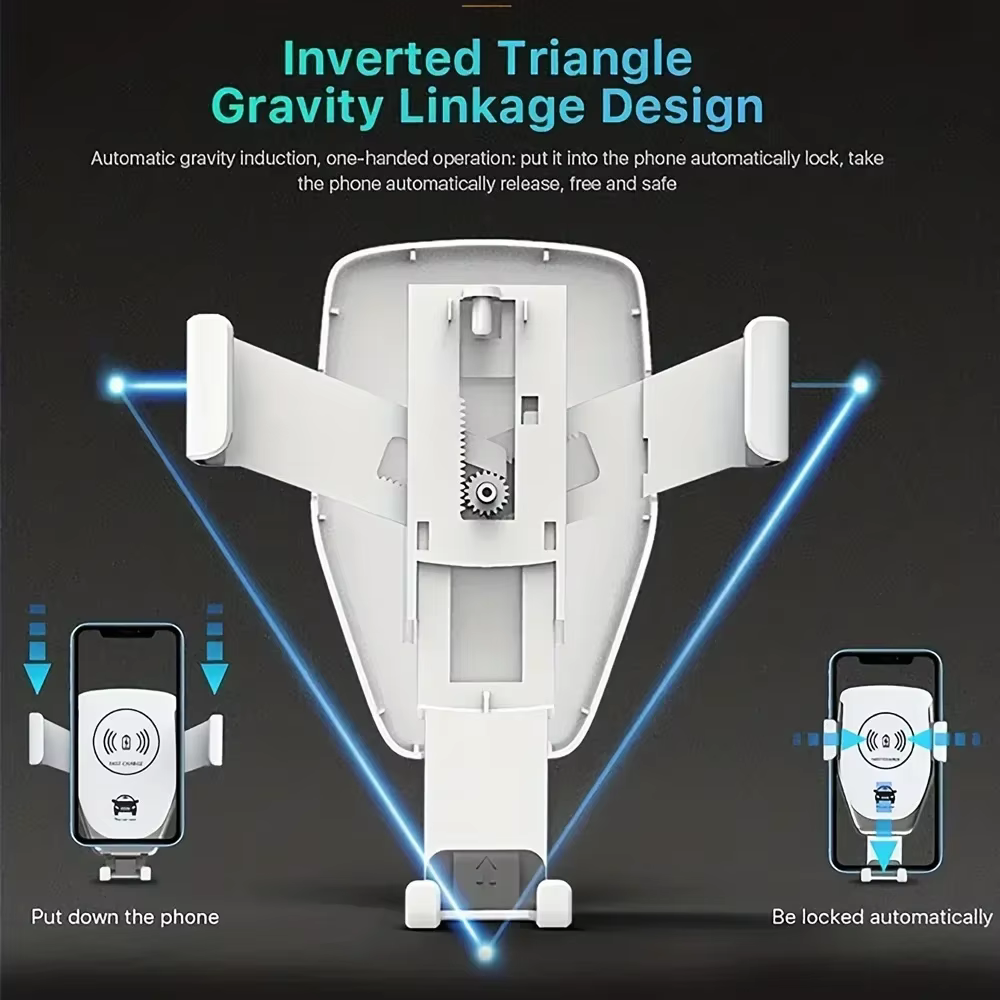 Chargeurs sans fil rapides pour voiture pour iPhone 17 16 15 14 13 12 Pro XS Max XR Samsung Xiaomi – Support de