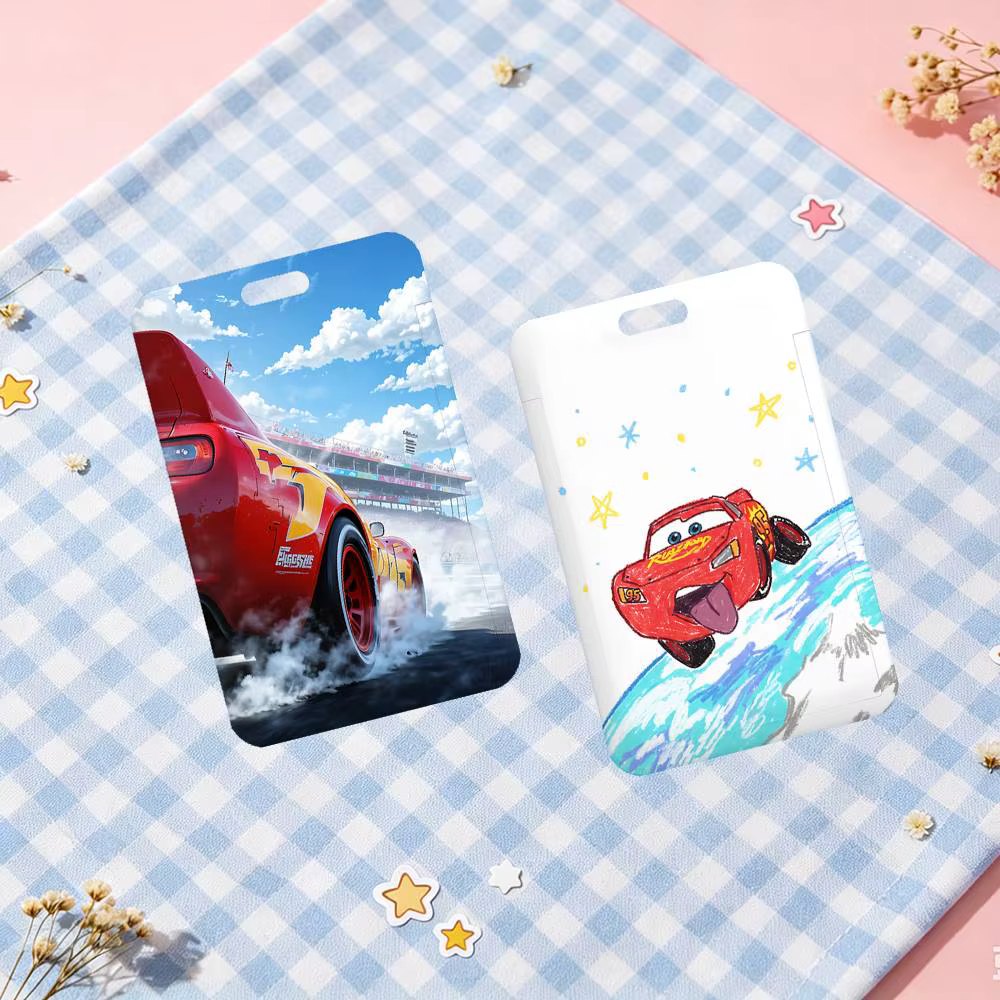 Cool C-Cars M-mcqueen Étui pour carte coulissante sans contact NFC pour cartes d'étudiant, cartes de bus, cartes d'identité et permis de travail