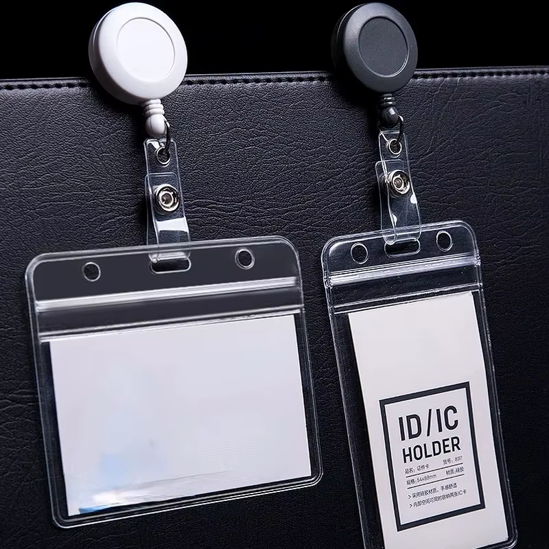 Étui pour cartes de crédit et Bus, 1 pièce, porte-Badge rétractable avec Clip de bobine, étui Transparent pour Pass de Bus