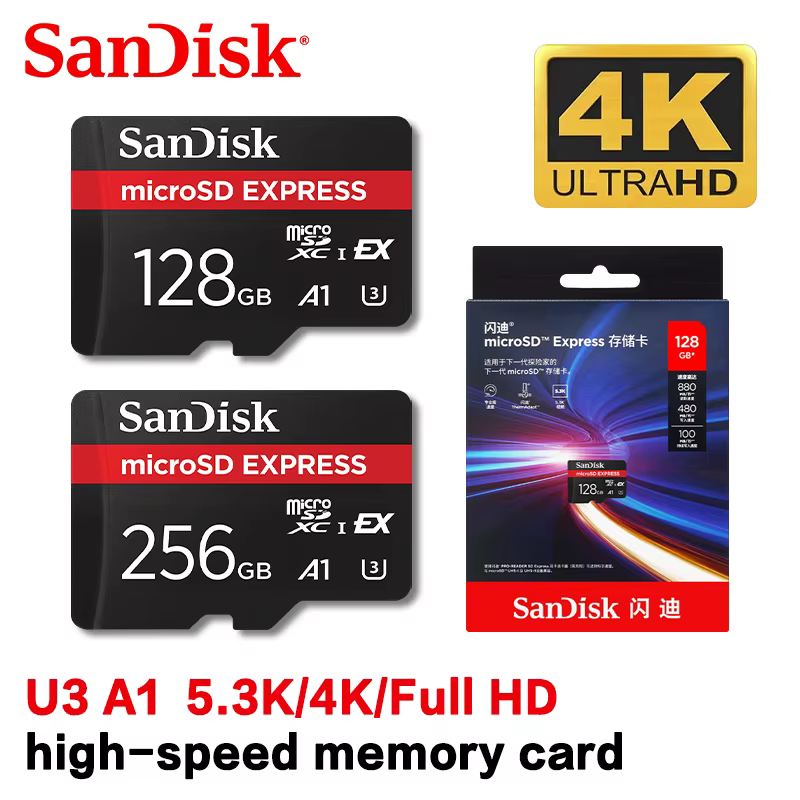 Carte microSD Express 128GB 256GB A2 5.3K NVMe TF