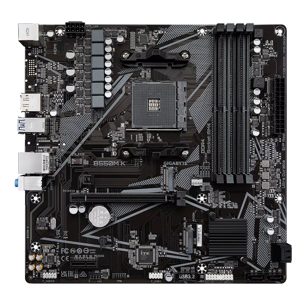 Carte mère GIGABYTE B550M K compatible avec les processeurs AMD AM4 Ryzen 5000
