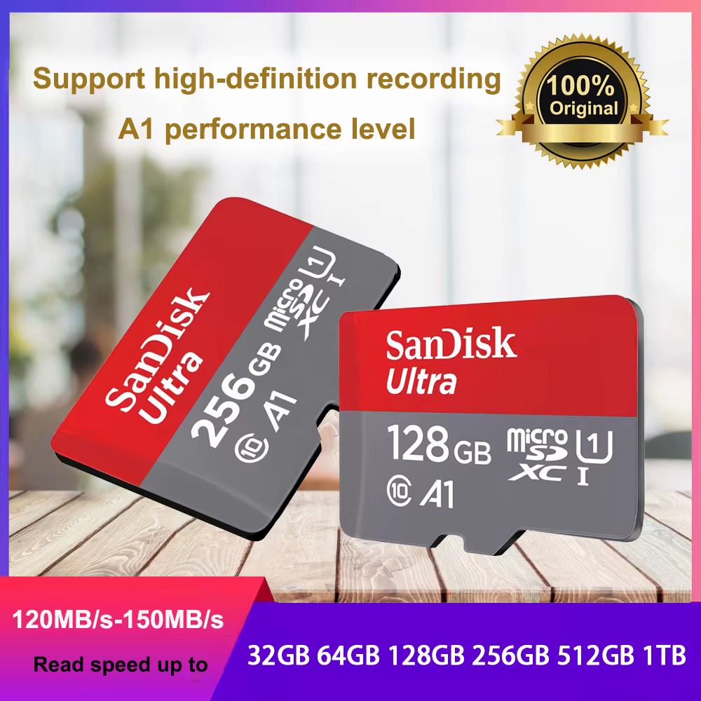 Carte microSD SanDisk Ultra 32 Go microSDHC A1 UHS-I Classe 10 64 Go 128 Go 256 Go 512 Go 1 To microSDXC Parfaite pour les vidéos Full HD