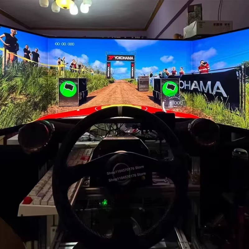 Simulateur de course avec écran optique sans bordure double/triple