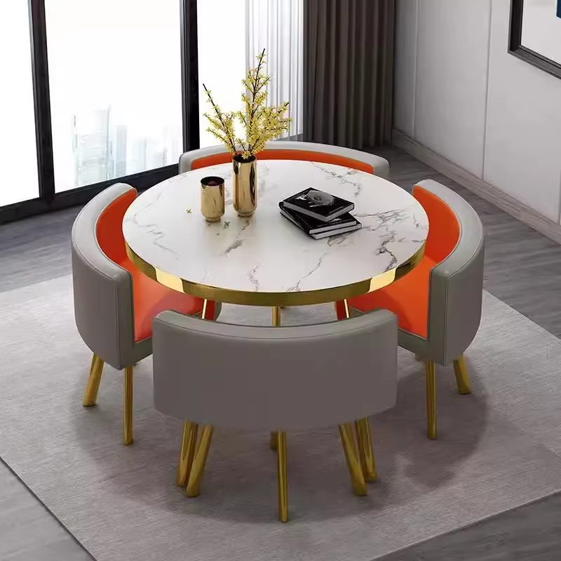 Ensemble table et chaises de négociation, plusieurs tailles, une table et quatre chaises, finition peinte, adapté au salon et au bureau