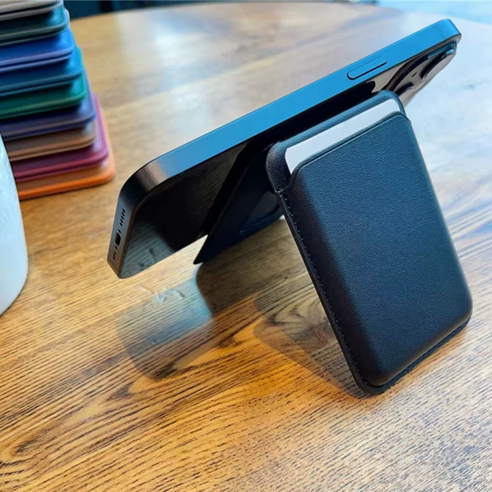 Porte-carte magnétique pour Magsafe, pochette de rangement multifonctionnelle en cuir avec support caché pour téléphone série 16 15 14 13 12