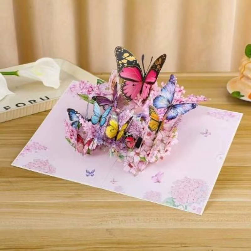 1 magnifique carte pop-up 3D avec un design élégant de papillons et de fleurs - Polyvalente pour les anniversaires, les anniversaires de mariage, les mariages, la Saint-Valentin