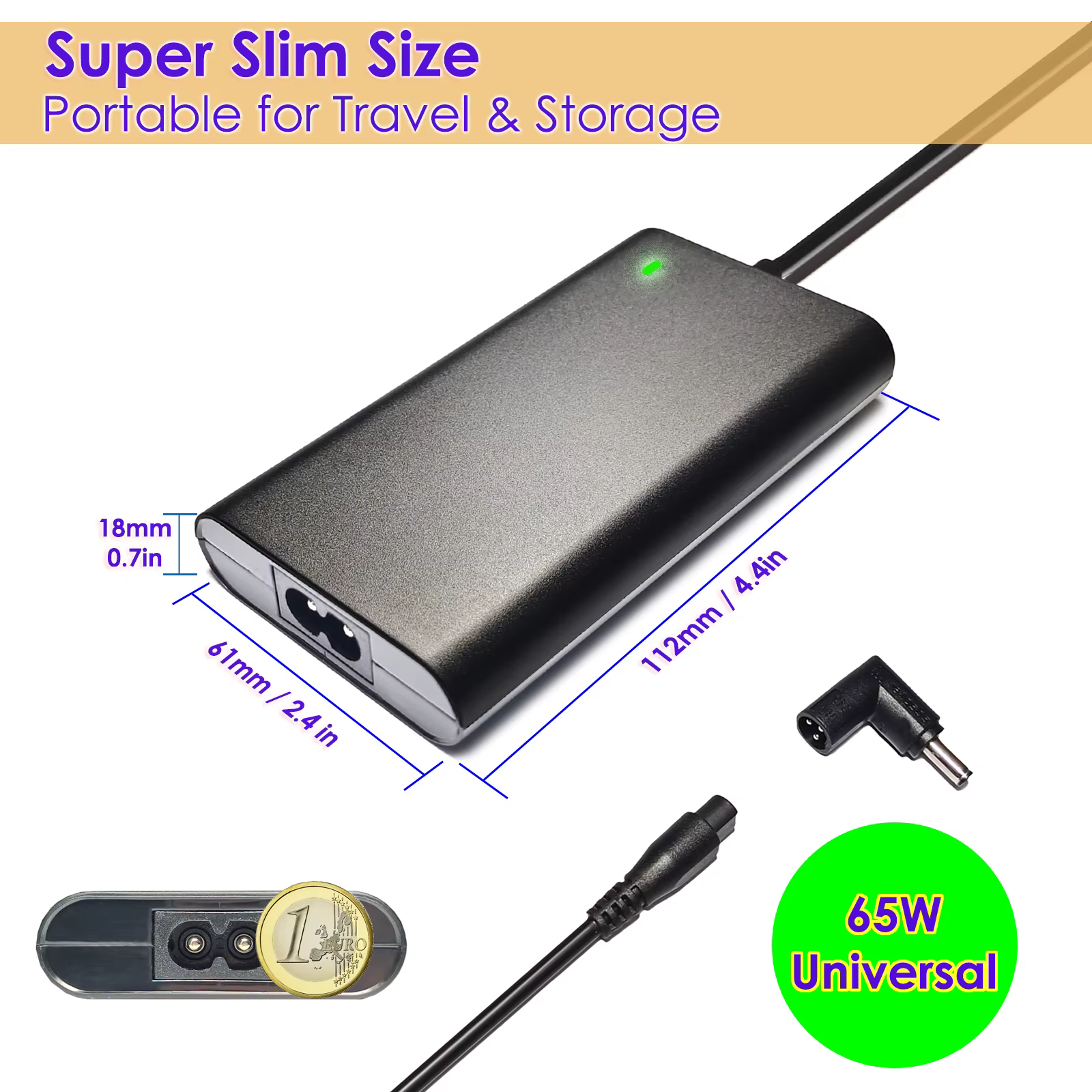 Chargeur universel pour ordinateur portable 65W