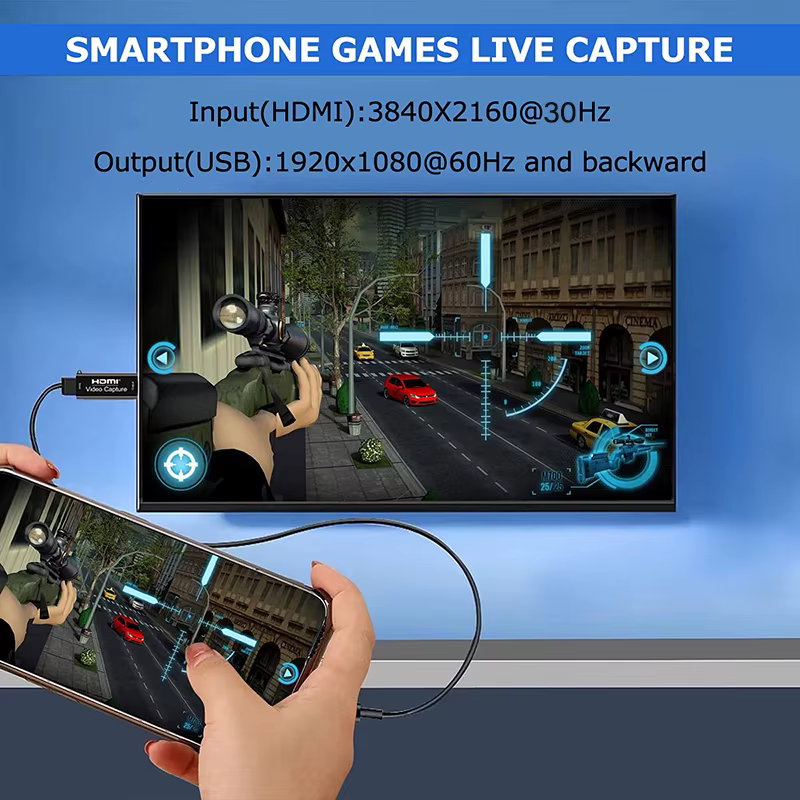 Carte de capture vidéo compatible HDMI vers USB 1080P USB 2.0 Game Grabber Box pour PS4 DVD Caméra PC Enregistrement Streaming en direct