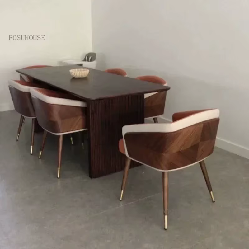Chaises de salle à manger modernes de luxe, fauteuil à dossier en bois, chaise de salon minimaliste, meubles de salle à manger confortables