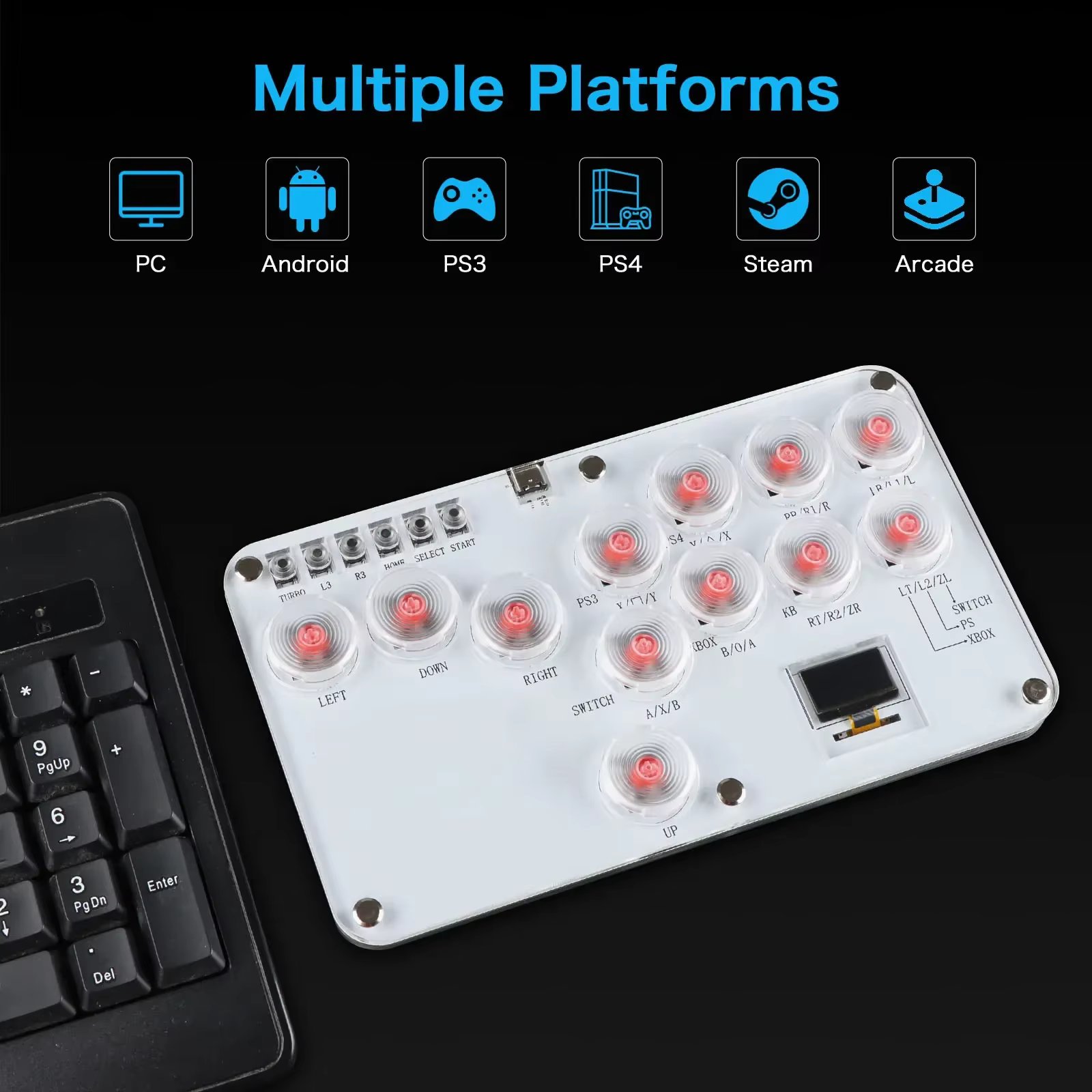 Contrôleur de bâton de combat d'arcade de clavier de Hitbox
