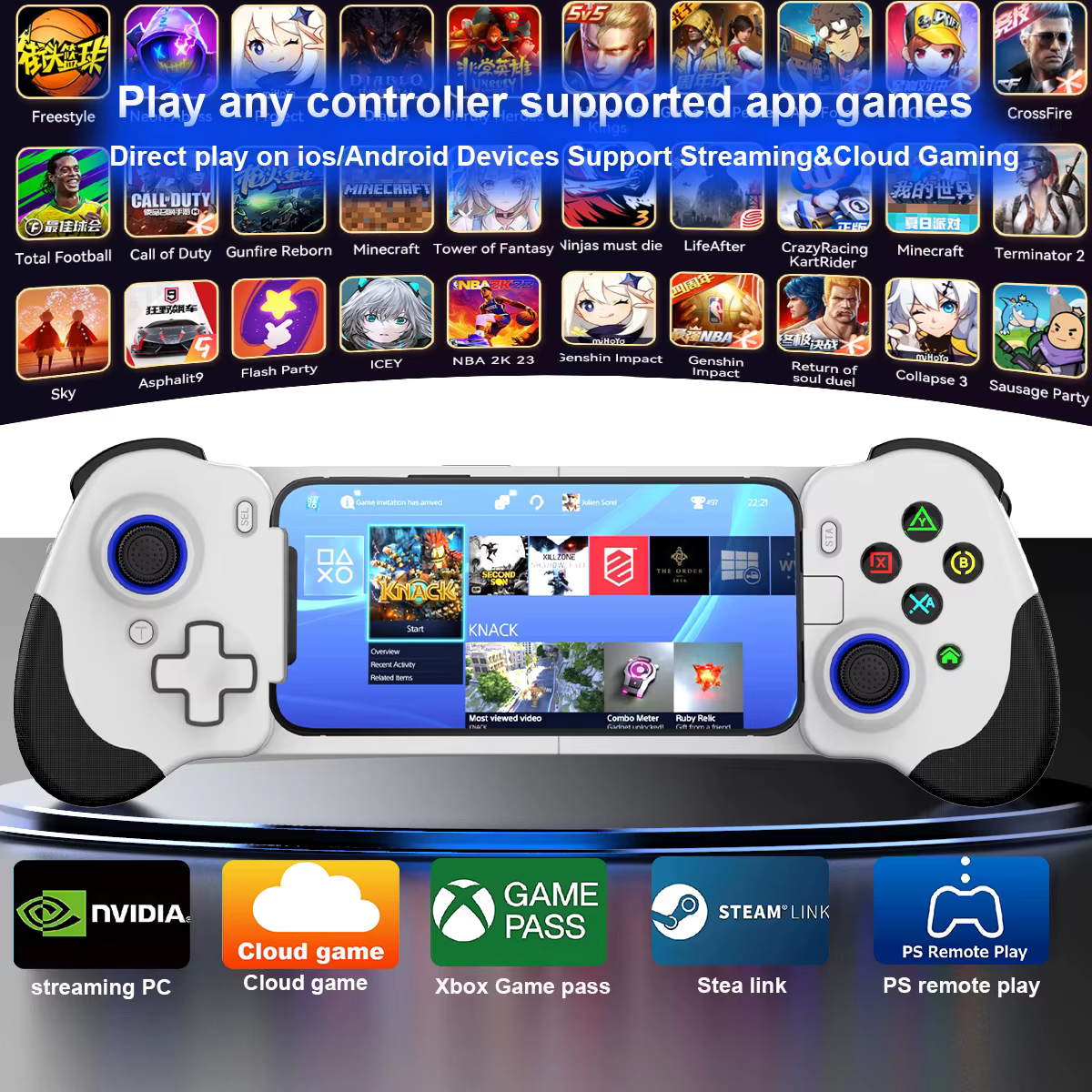 Manette de jeu contrôle de jeu contrôleur de jeu pour iPhone IOS 15 16 Android téléphone portable