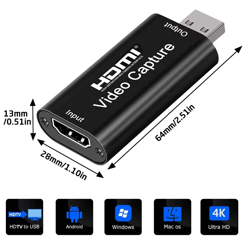 Carte de capture vidéo compatible HDMI vers USB 1080P USB 2.0 Game Grabber Box pour PS4 DVD Caméra PC Enregistrement Streaming en direct
