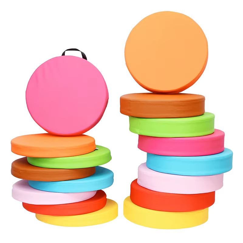 Coussin de chaise rond imperméable en cuir avec mousse à mémoire de forme – Coussin de siège de 35 cm pour voiture de bureau, poignée noire et options multicolores