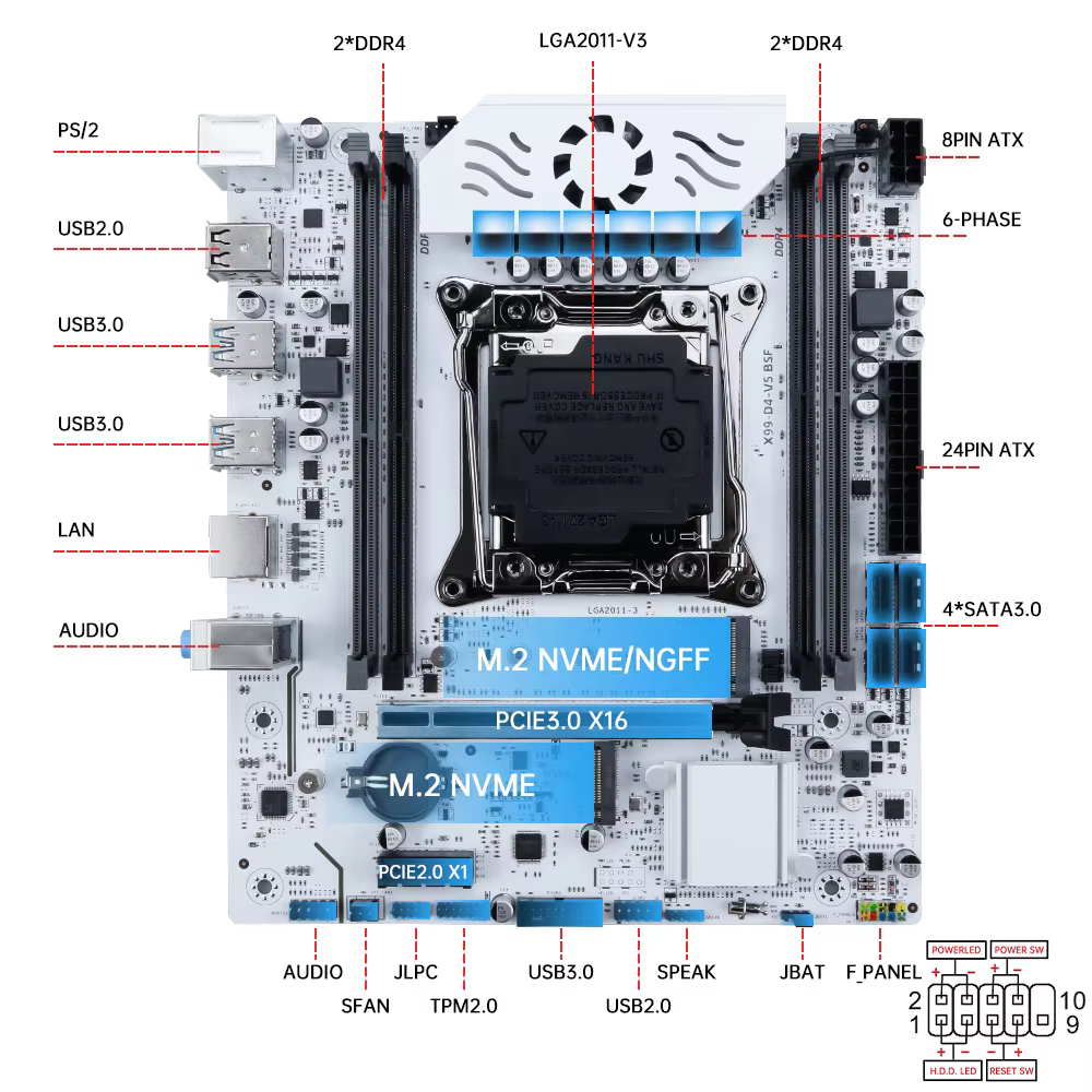 SOYO X99 jeu de carte mère C612 Chipset TPM2.0 broche avec E5 2680 V4 CPU et DDR4 16G (2*8G) 2133MHz RAM PCIE3.0 pour ordinateur de bureau