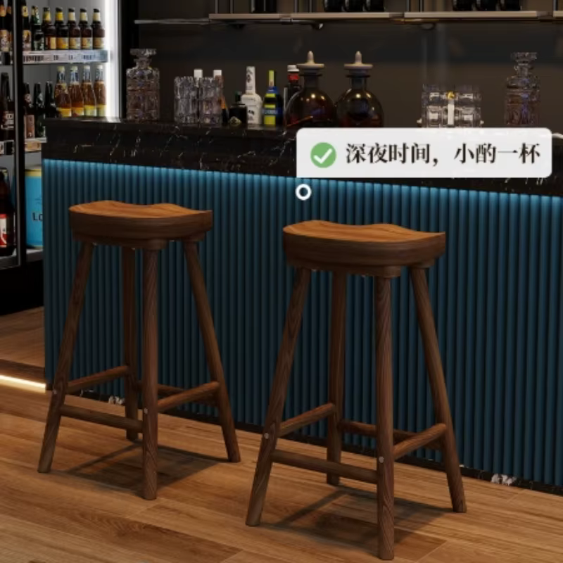 Tabouret de Bar incurvé en bois massif, chaise de comptoir d'îlot de salle à manger haute pour la maison, le café, le Bar, siège élégant pour réception et Bar de réception