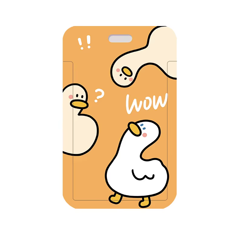 Couverture de carte de petit canard jaune de dessin animé, porte-Badge de carte d'accès de carte de Bus, longue corde, sangle de cou, lanière, Badge, manchon de protection
