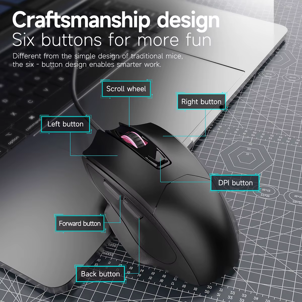 AJAZZ NJ05 Souris de jeu filaire ergonomique