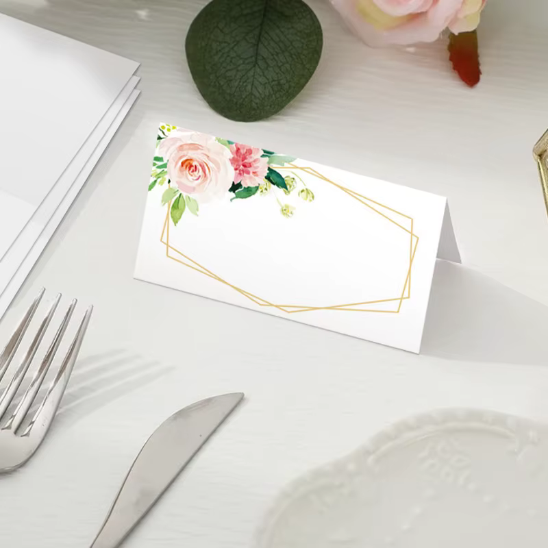 Carte numéro de siège de mariage, 100 pièces/paquet, cartes nominatives en feuilles de fleurs aquarelle, décoration de Table de dîner, carte pour réception-cadeau pour bébé, fête d'anniversaire