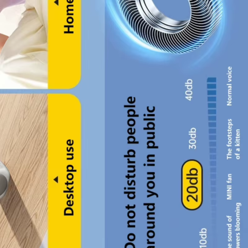 Ventilateur portable pliable Lenovo, mini ventilateur de bureau, 5 vitesses, puce AI intégrée, port Type-C réglable, ventilateur de refroidissement rechargeable