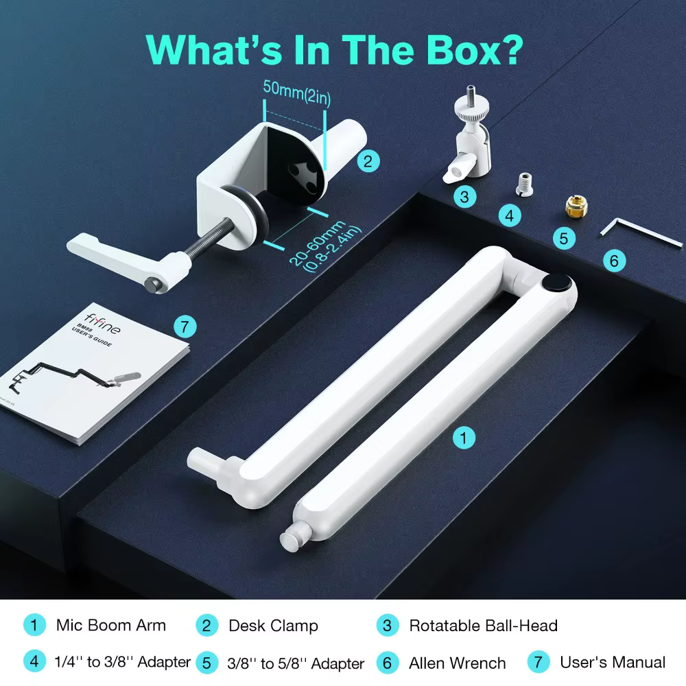 Bras de micro réglable à profil bas avec pince de fixation pour bureau