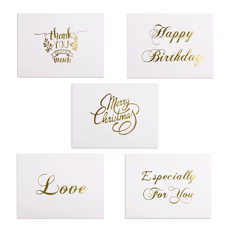 48 pièces Mini carte de remerciement en relief or saint valentin joyeux anniversaire fête de noël Invitations de mariage lettre cartes de voeux
