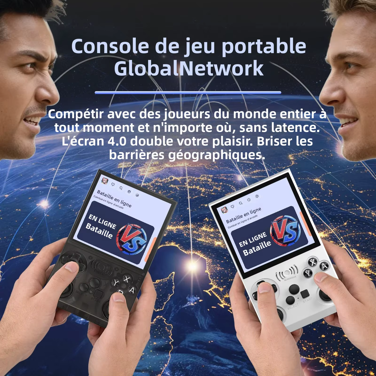 GAMINJA ANS13 Console de jeu vidéo Portable rétro écran IPS de 4.0 pouces système de jeu de poche