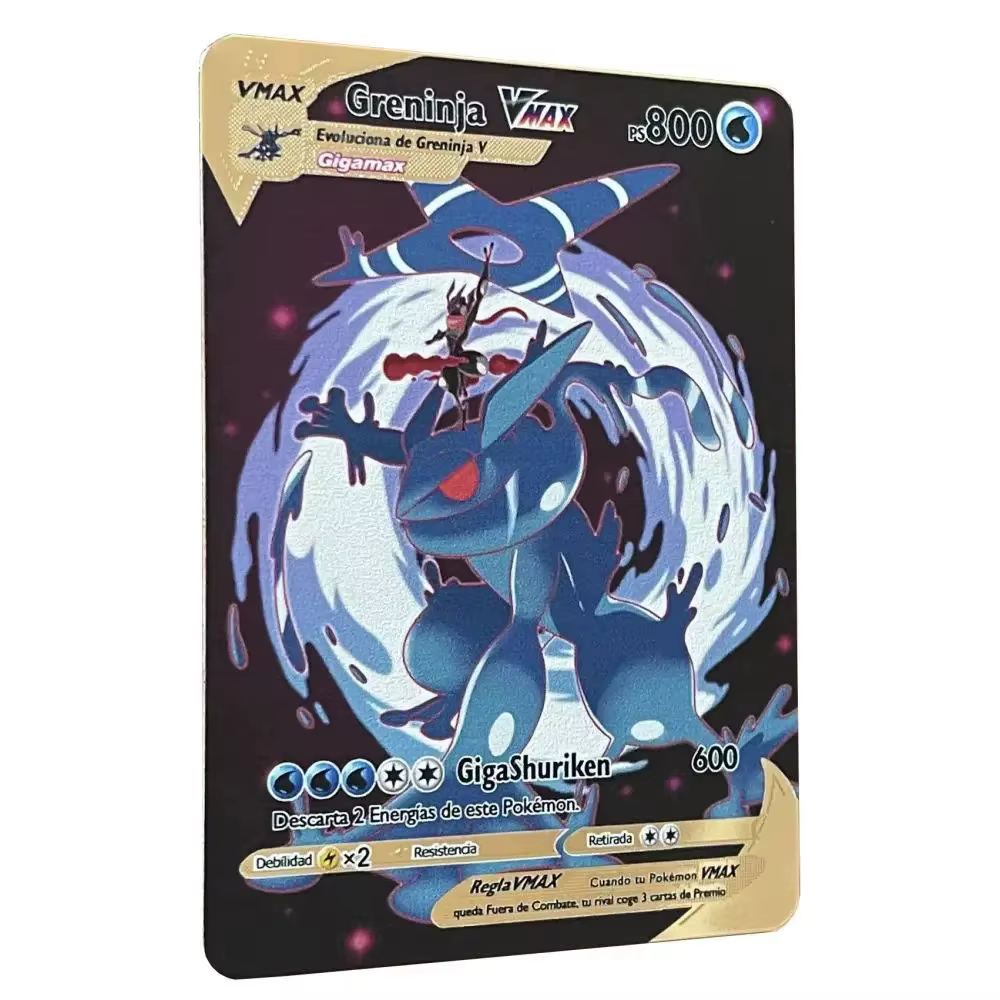 Cartes métalliques Pokemon en espagnol Pikachu Arceus Charizard, carte Flash de commerce à faire soi-même, cadeau de dessin animé