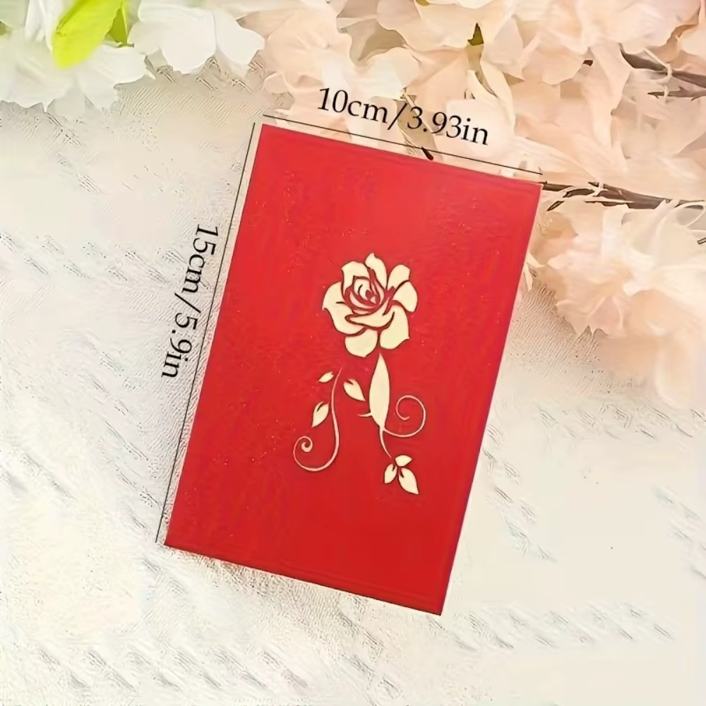Carte de vœux 3D pop-up en forme de rose pour la Saint-Valentin, anniversaire, cadeau, anniversaire de mariage, fête des Mères