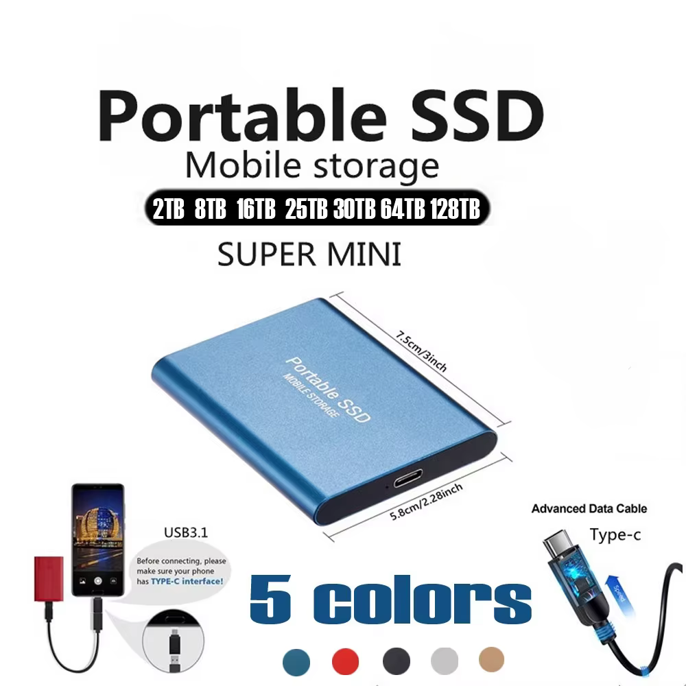 Disque dur externe SSD haute vitesse 1 To/2 To pour ordinateur portable/ordinateur de bureau/Mac - Nouveau