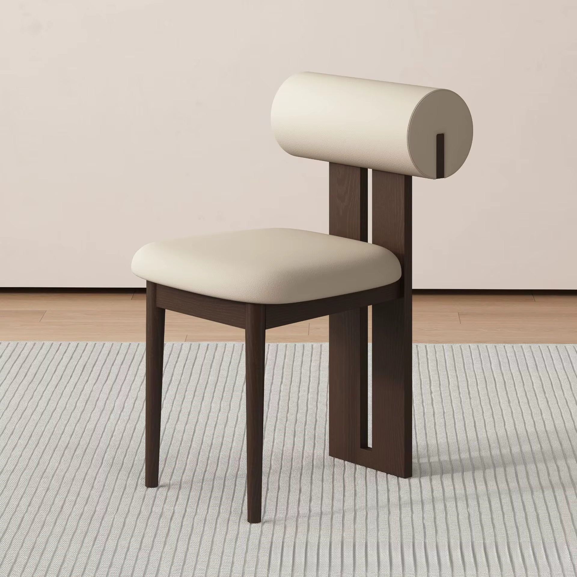 Chaise de salle à manger moderne et simple en bois massif avec dossier cylindrique souple pour personnes d'âge moyen, idéale pour la maison et l'hôtel