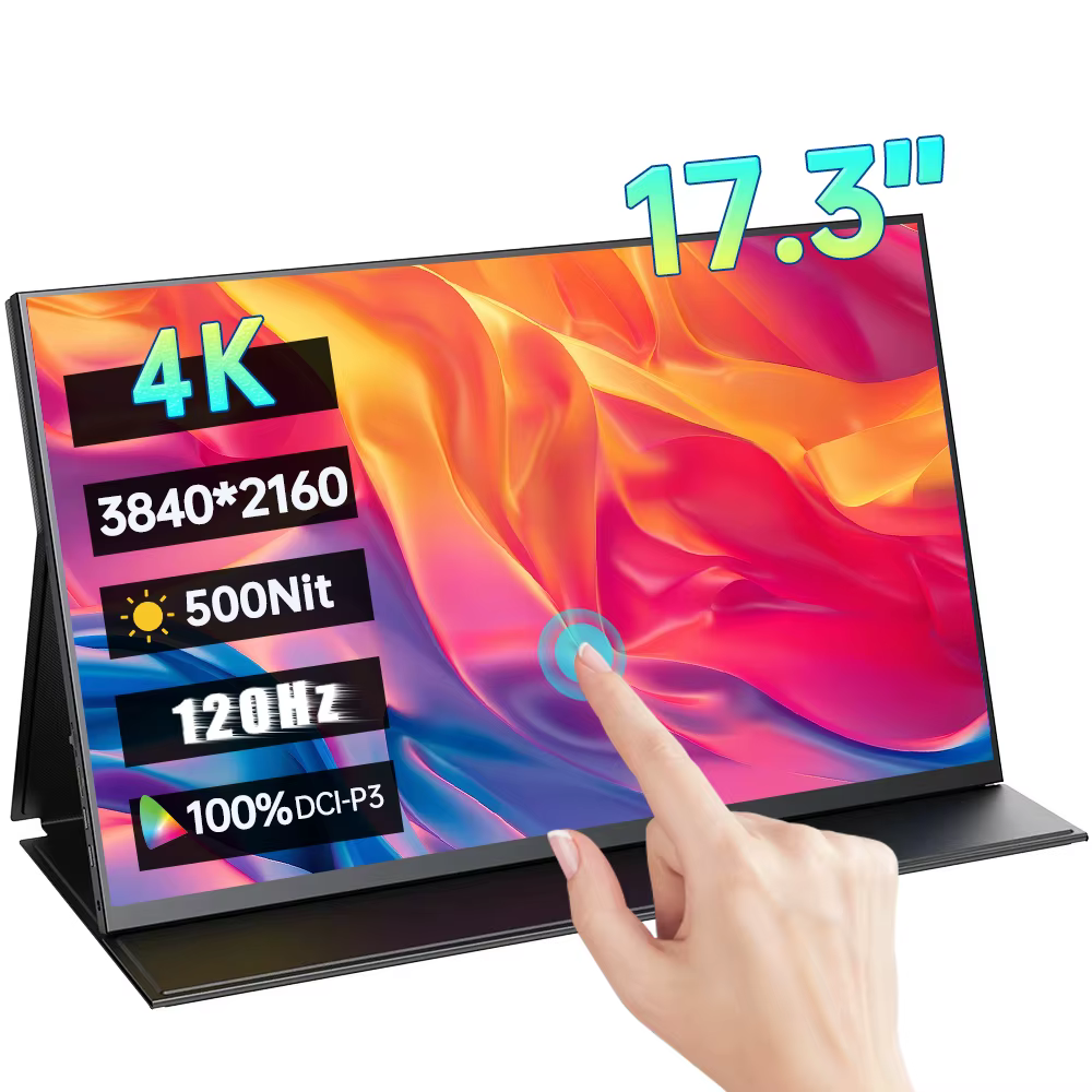 Moniteur Portable 17.3 pouces 4K 120Hz 3840x2160P 100% DCI-P3 500Nit HDR FreeSync 1MS IPS