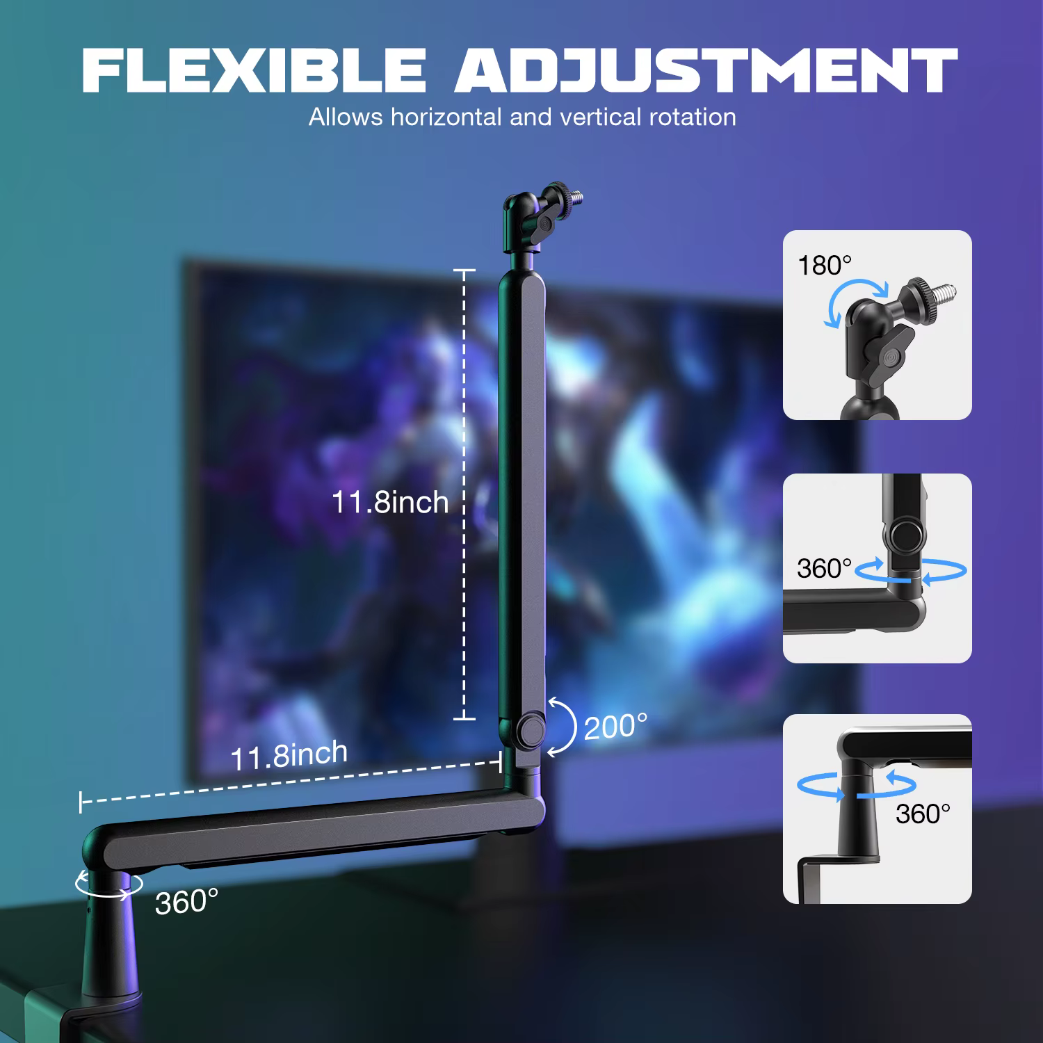FIFINE – support de Microphone à bras bas profil réglable