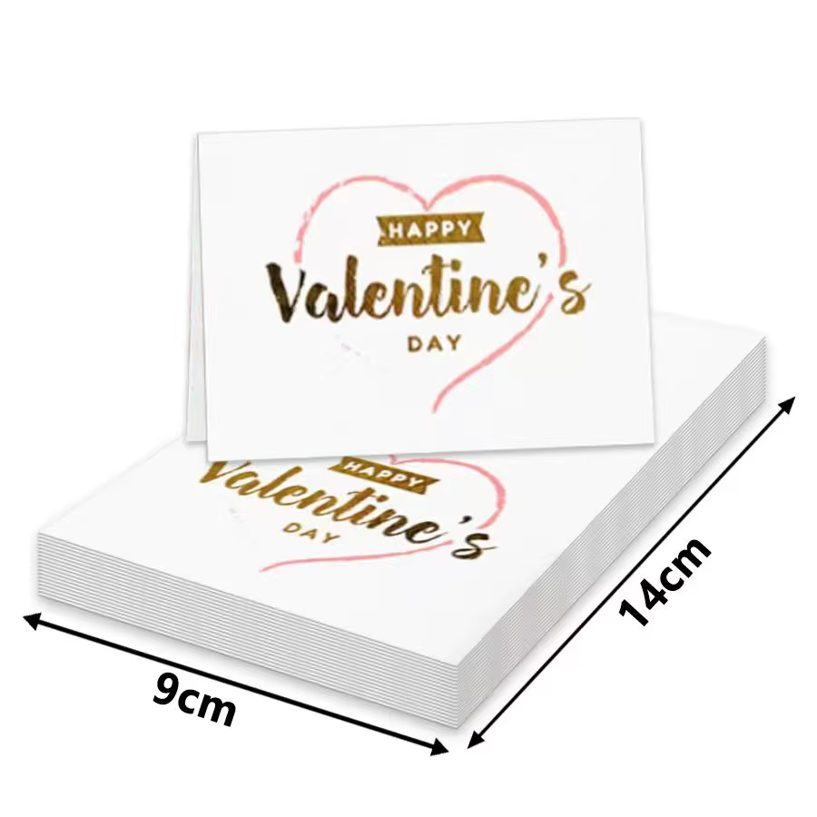  10/20/30 pièces merci/joyeux anniversaire/saint-valentin cartes or estampage souhait carte de voeux cartes cadeaux plié cadeau carte de Message