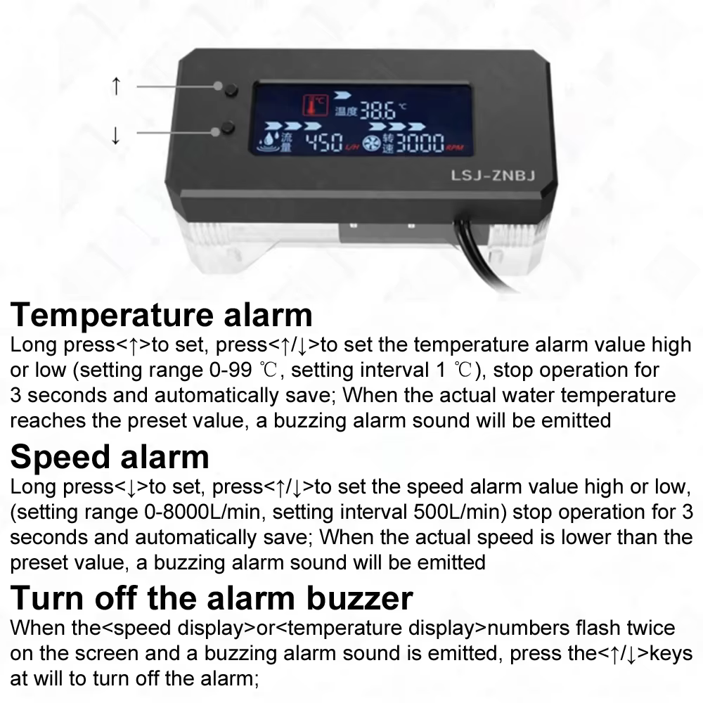 FREEZEMOD LCD alarme vitesse débit température surveillance des liquides arrêt de courant