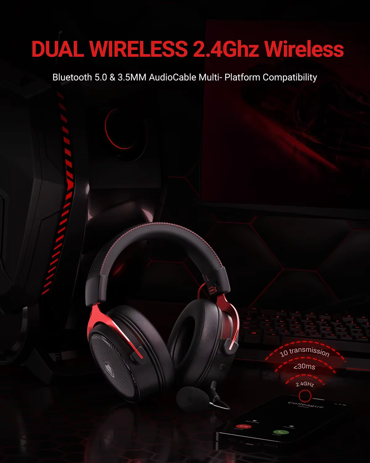 Casque de jeu sans fil NUBWO G07 pour PC