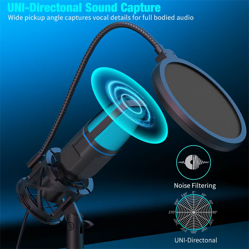 Microphone USB à condensateur RVB