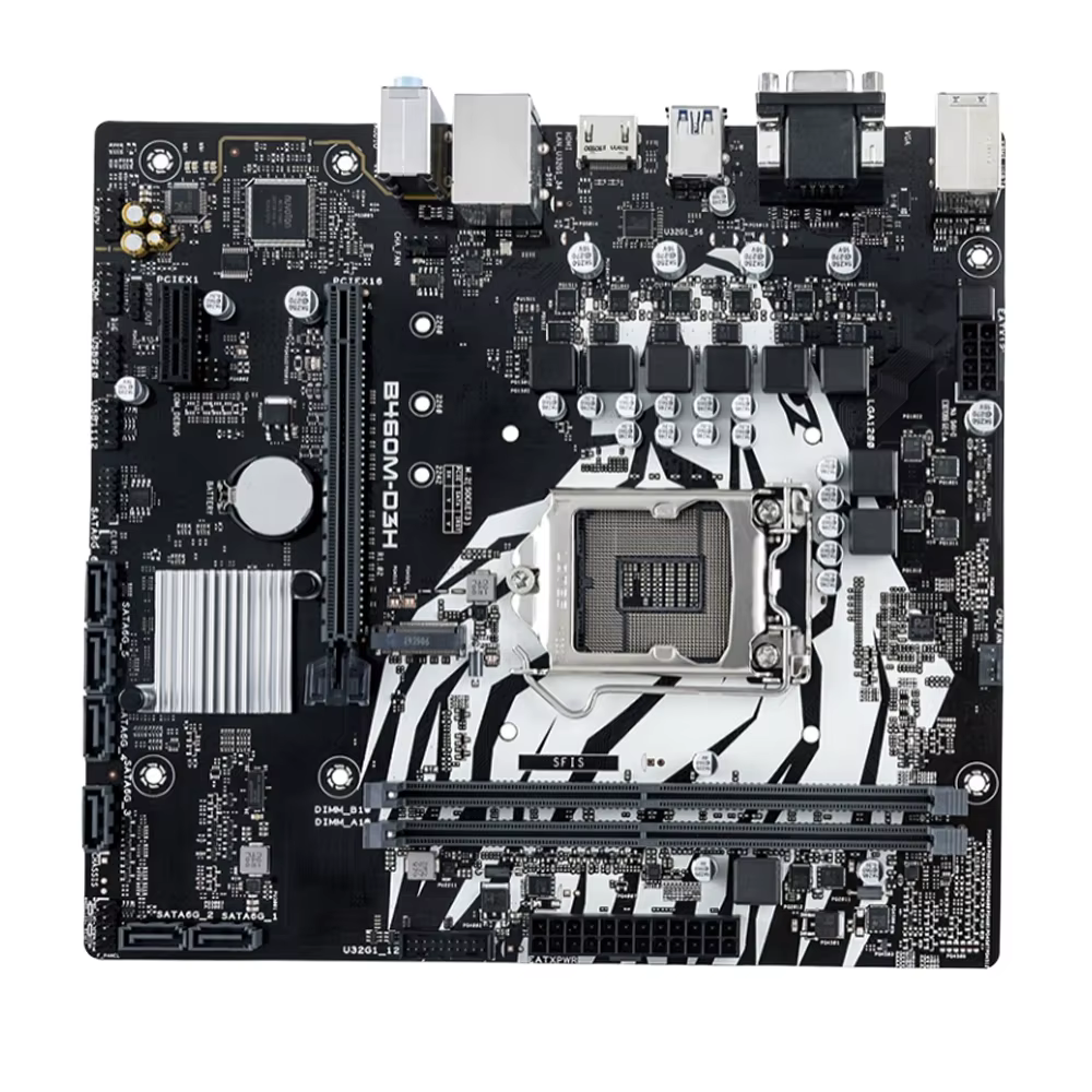 Carte mère B460M-D3H LGA 1200 Intel B460 2xDDR4 64 Go M.2 Miro-ATX compatible avec les processeurs i5-10400