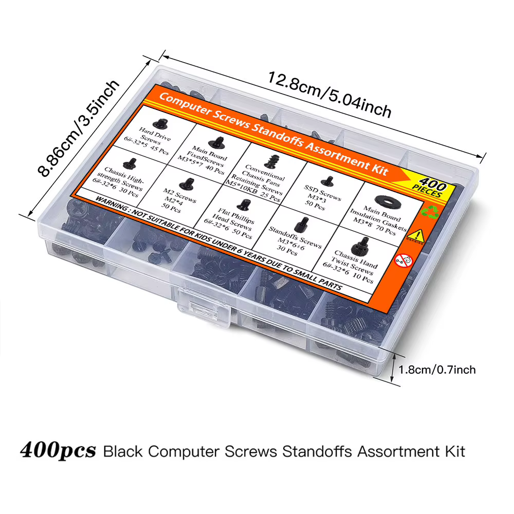 400 pièces vis d'ordinateur vis d'entretoises de carte mère vis PC vis pour ordinateur portable vis de boîtier PC vis de ventilateur vis SSD pour disque dur
