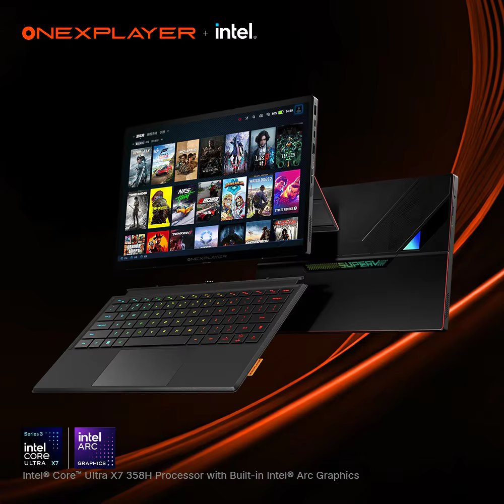 Ordinateur portable tablette 2-en-1 OneXPlayer Super V 14 pouces 2.8K OLED 120Hz Intel Core Ultra X7 358H Arc B390 48 Go LPDDR5X 1 To SSD PCIe4