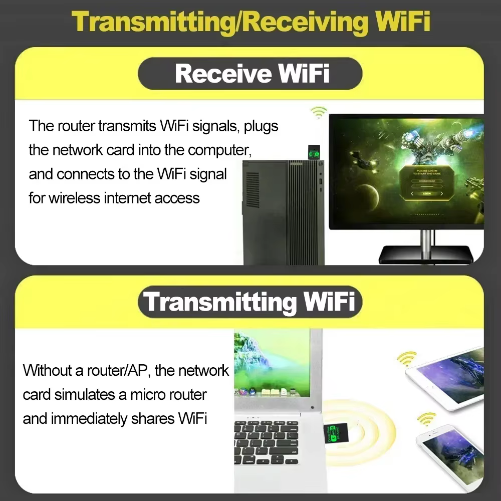 6 AX900 Bluetooth 5.4 WiFi USB adaptateur carte réseau sans fil 2.4G et 5GHz