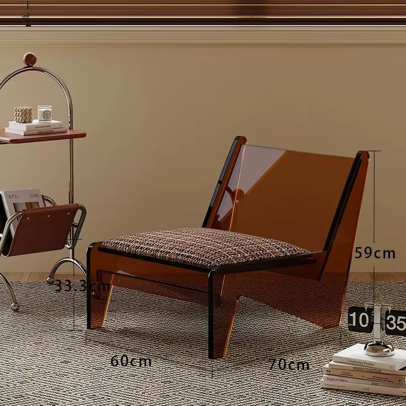 Fauteuils de salon vintage, chaises de balcon, chaises de salon confortables de style français, chaises uniques en acrylique, mobilier de style Mid-Century