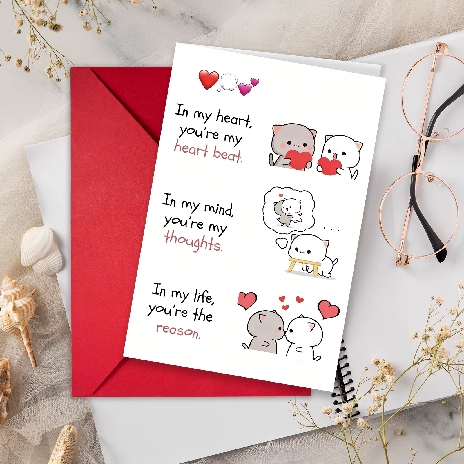 Carte de vœux romantique pour un couple, cadeau d'anniversaire, confession d'amour, pour une personne importante, beauté romantique, carte d'amour